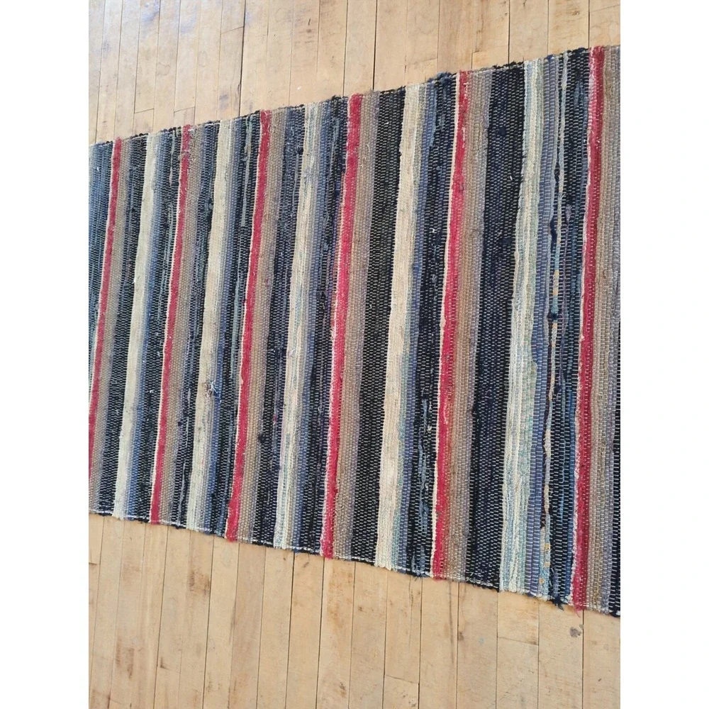Antique Imported‎ Swedish Hand Made Rag Rug Runner (31.5